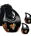 Goldfish and Coral Reef Burial Urn - Black Adult Urns For Human Ashes