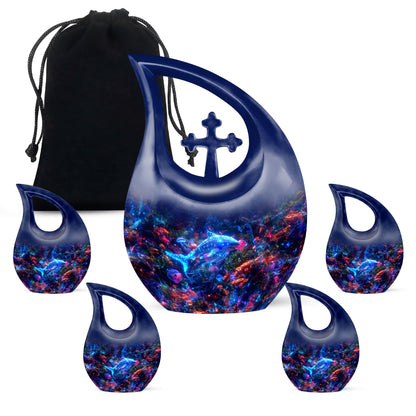 10-inch fish theme cross drop urn for human remains