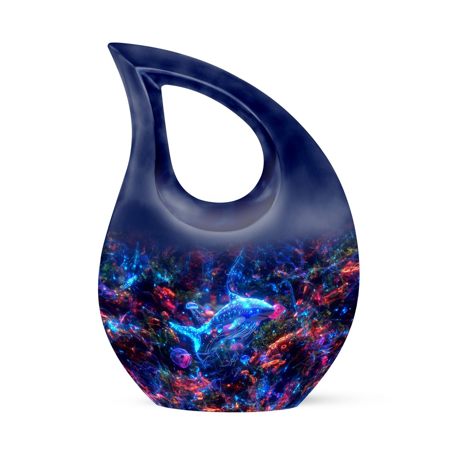 10-inch fish theme cross drop urn for human remains