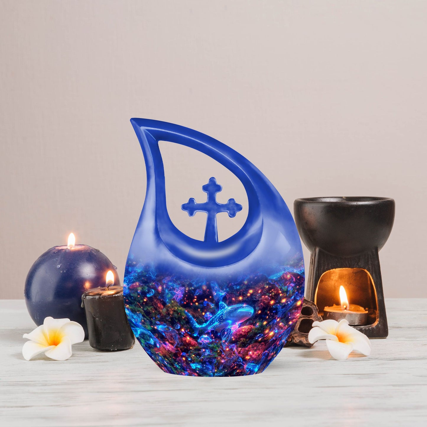 10-inch Fish Urn in Cross Drop design Urn