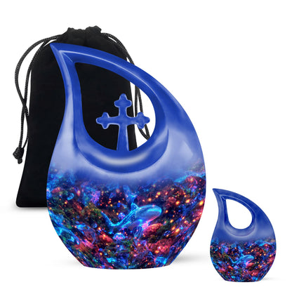 10-inch Fish Urn in Cross Drop design Urn