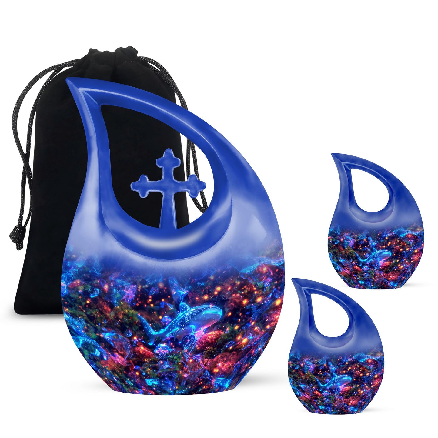 10-inch Fish Urn in Cross Drop design Urn