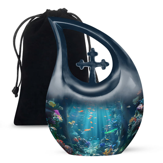 Fish Urn, Cross Drop designed Memorial Urn For Ashes