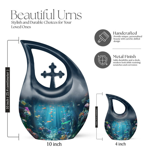 Fish Urn, Cross Drop designed Memorial Urn For Ashes