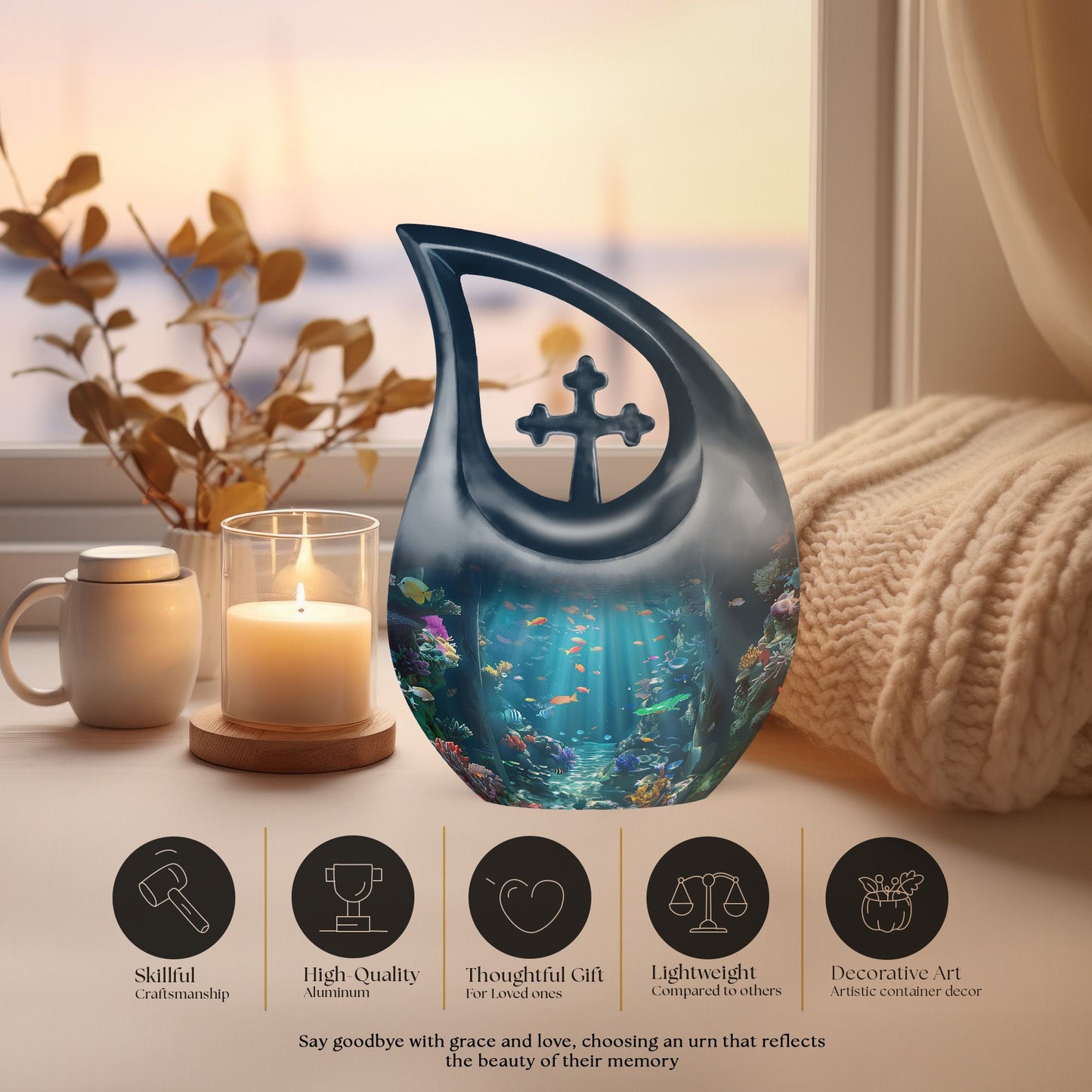 Fish Urn, Cross Drop designed Memorial Urn For Ashes