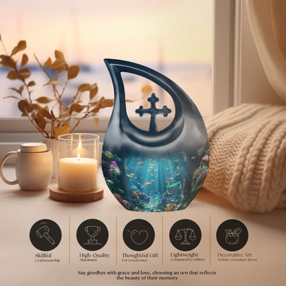 Fish Urn, Cross Drop designed Memorial Urn For Ashes