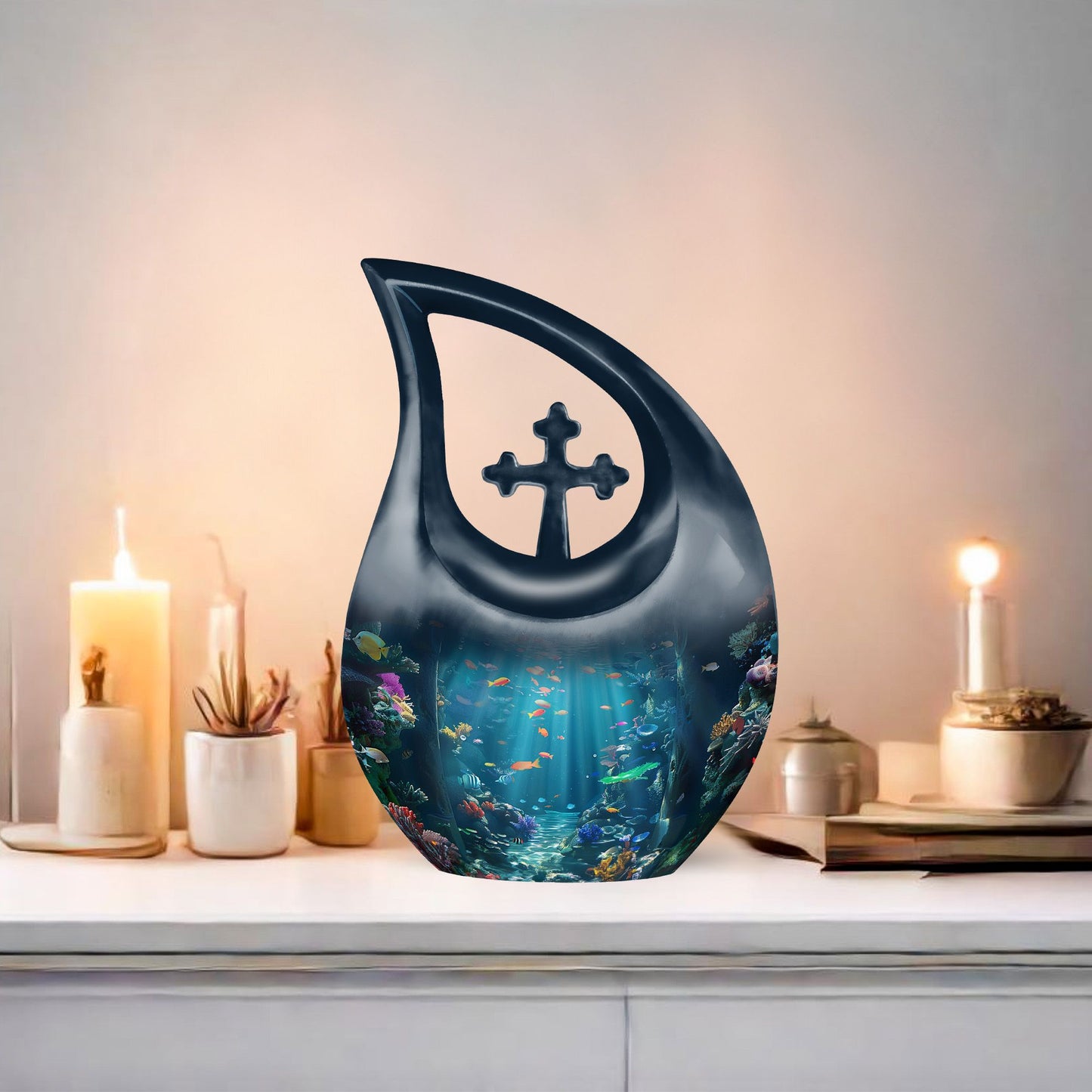 Fish Urn, Cross Drop designed Memorial Urn For Ashes