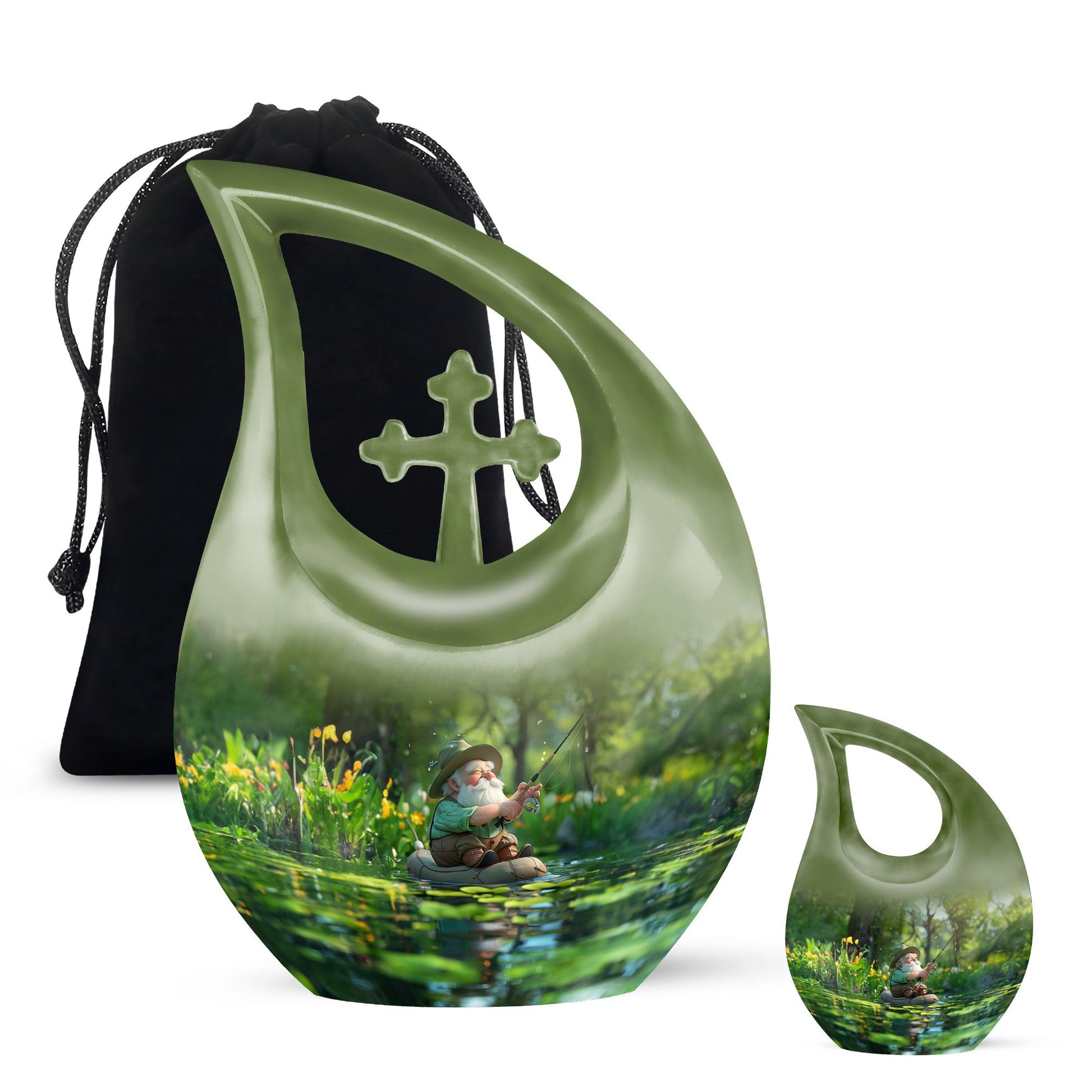 Fishing Theme Large Urn With 1 Keepsake Urn