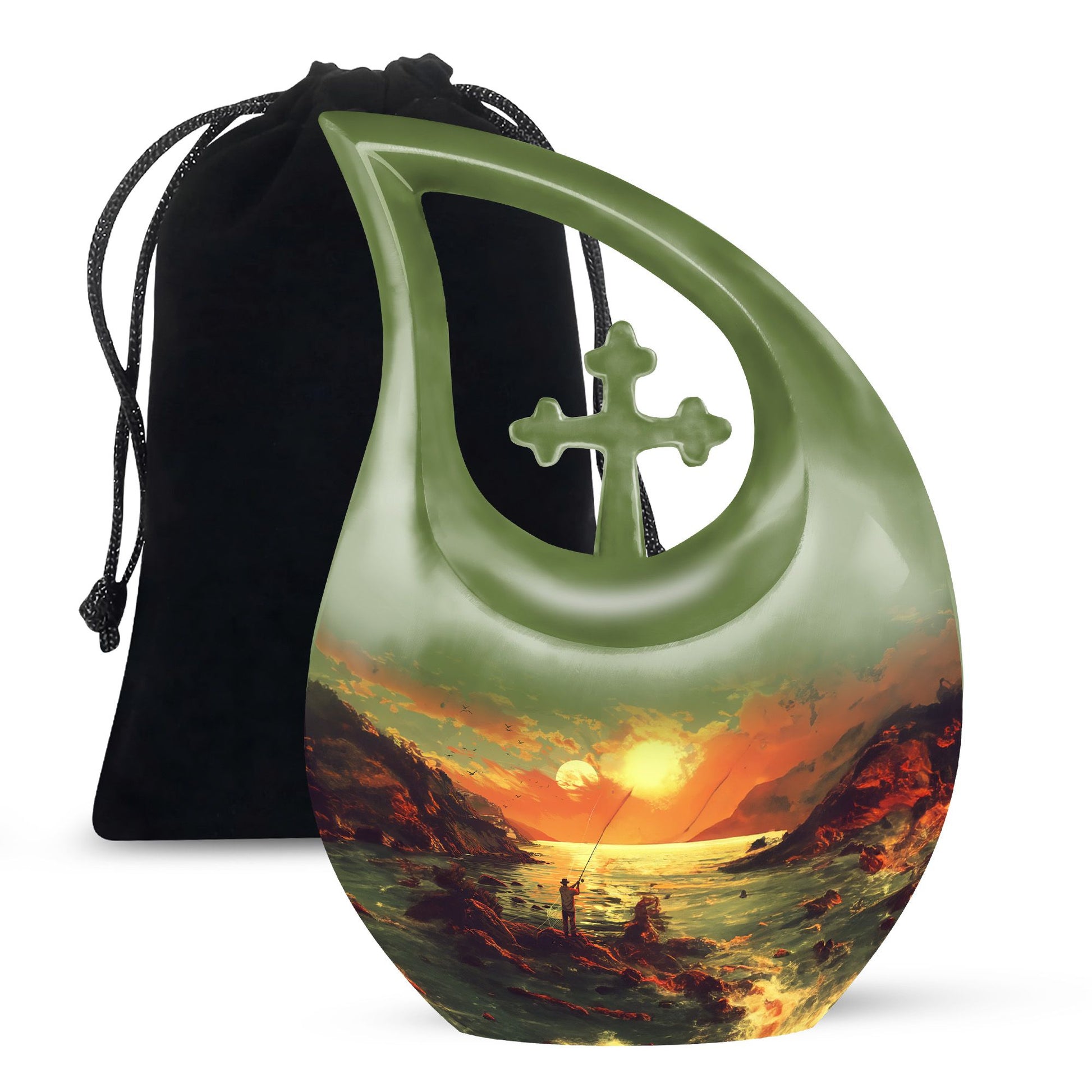 Fishing Theme Large Urn 10 Inch