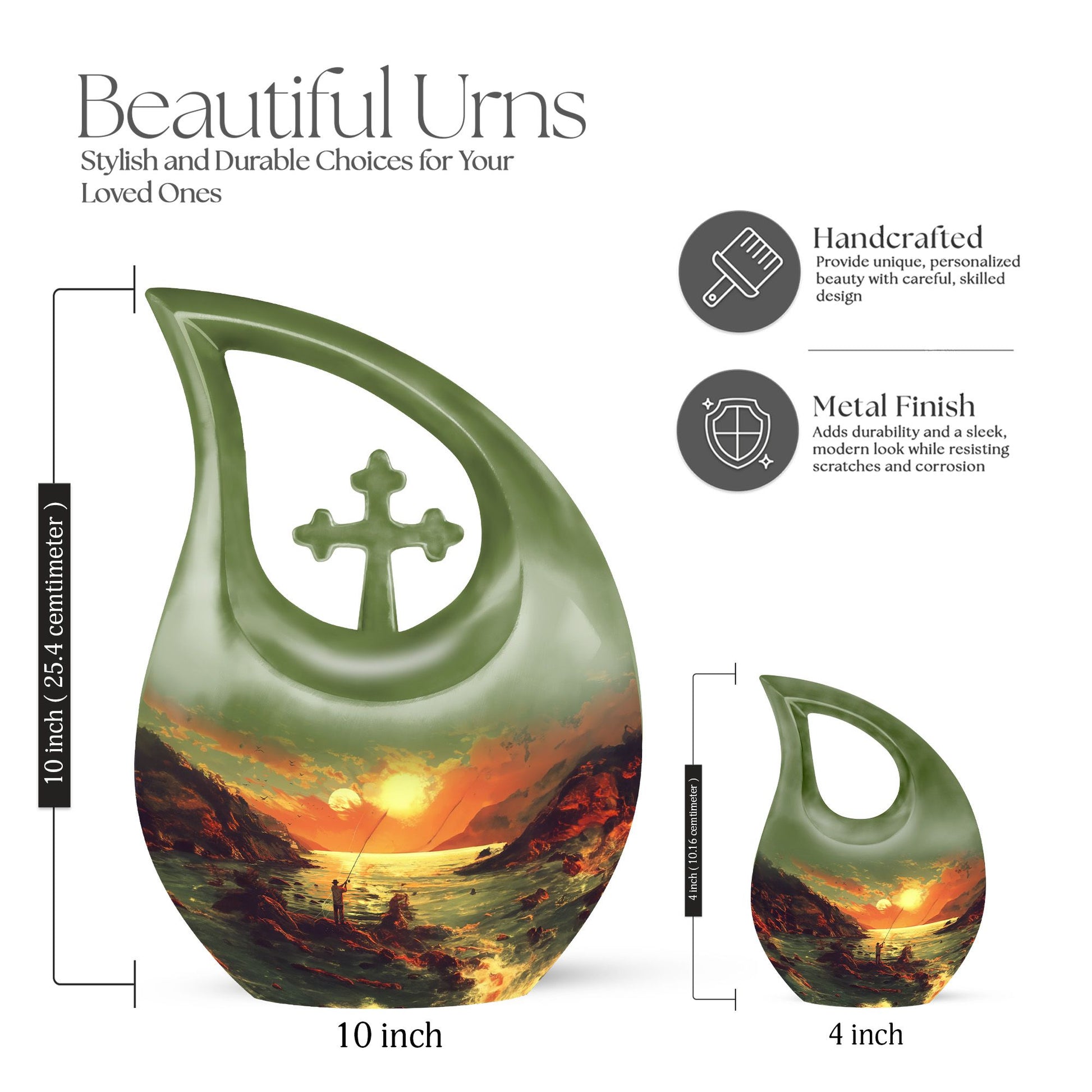 10-inch Cross Drop Fishing Urn