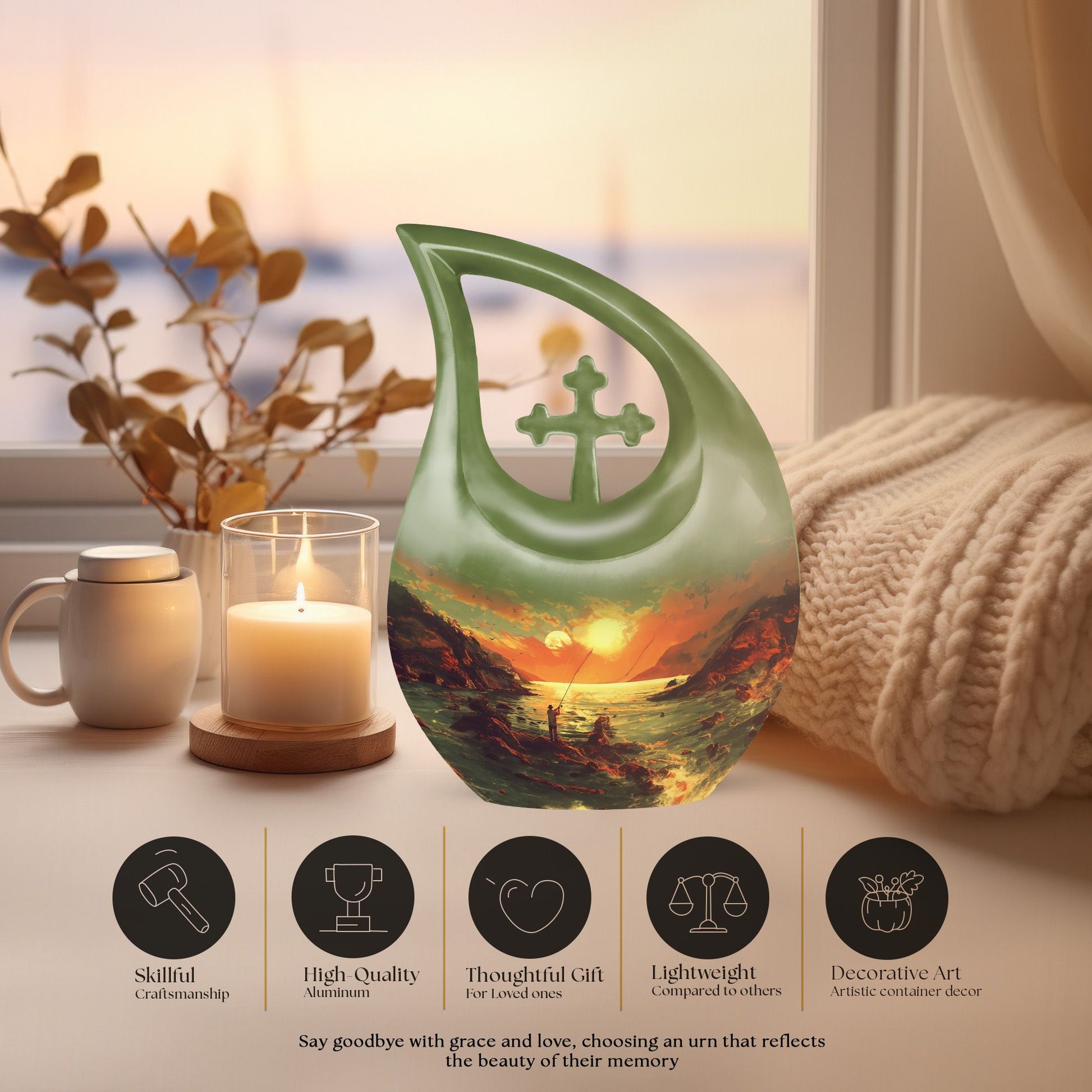 10-inch Cross Drop Fishing Urn