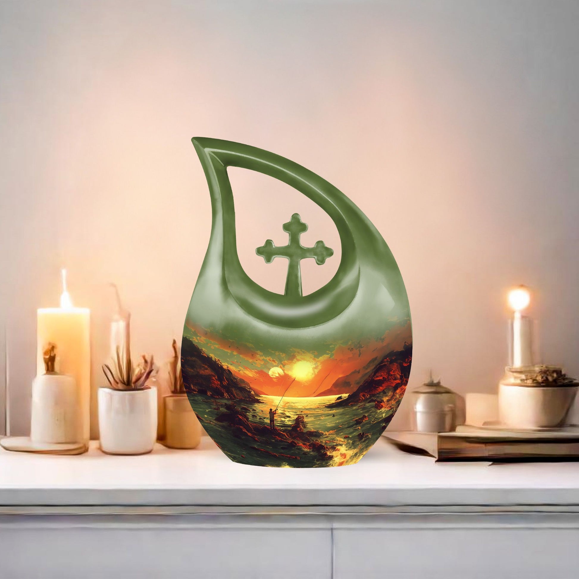 10-inch Cross Drop Fishing Urn