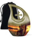 10-inch fishing themed Cross Drop urn