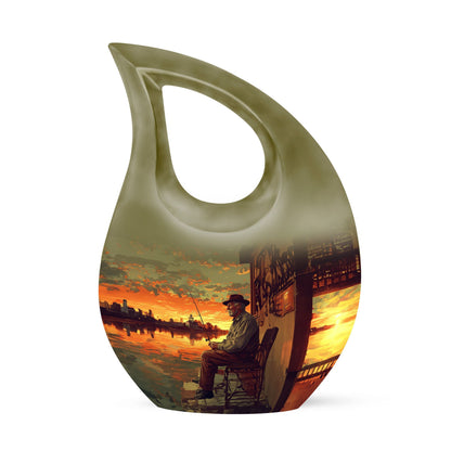10-inch fishing themed Cross Drop urn
