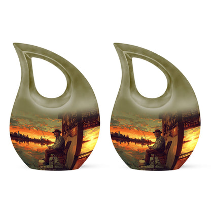 10-inch fishing themed Cross Drop urn