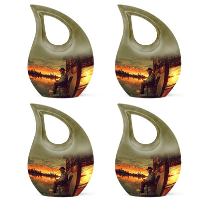 10-inch fishing themed Cross Drop urn