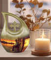 10-inch fishing themed Cross Drop urn