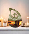 10-inch fishing themed Cross Drop urn