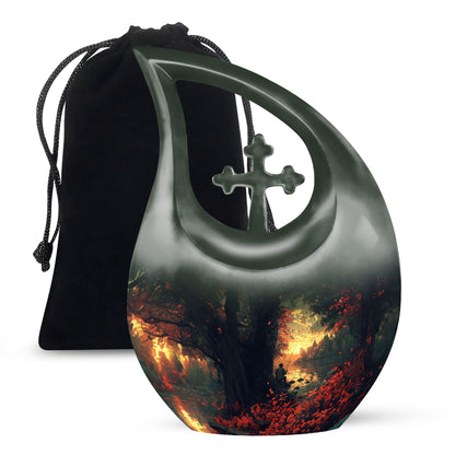10-inch Fishing Themed Cross Drop Double Urn