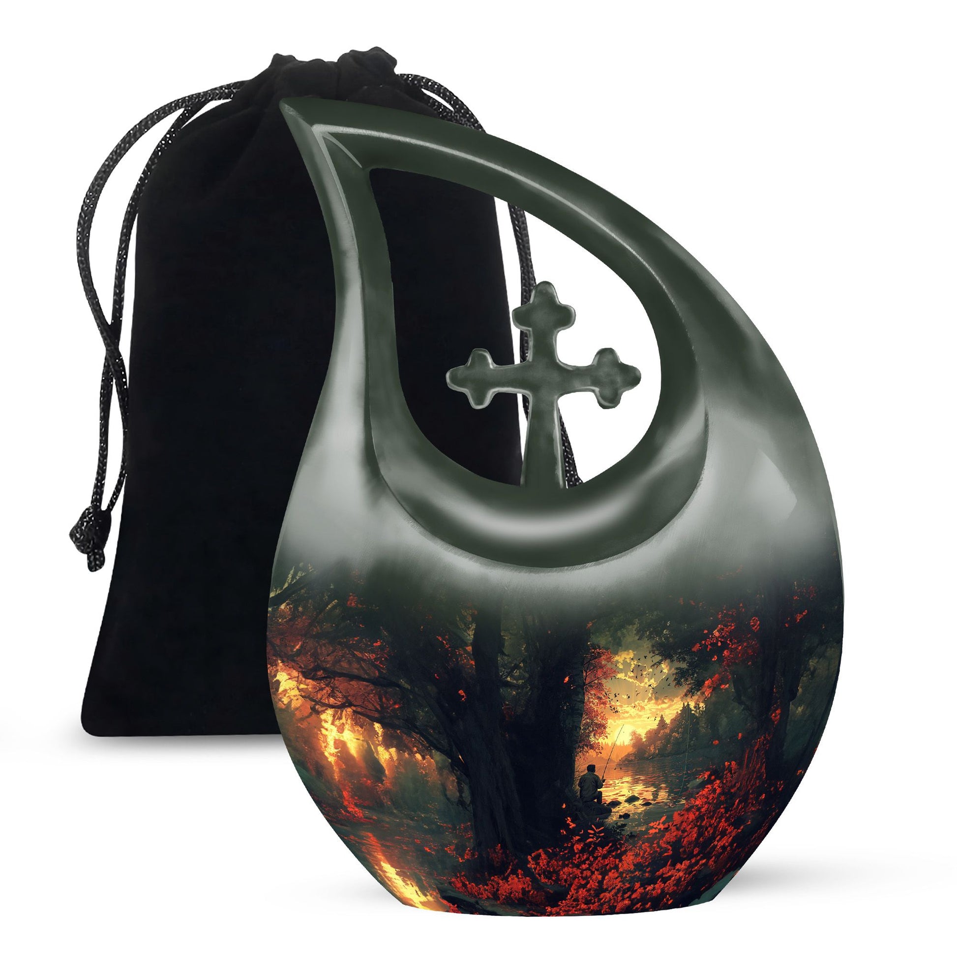 Fishing Theme Large Urn 10 Inch