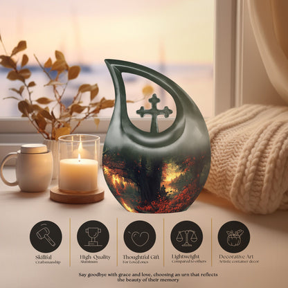 10-inch Fishing Themed Cross Drop Double Urn