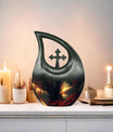10-inch Fishing Themed Cross Drop Double Urn