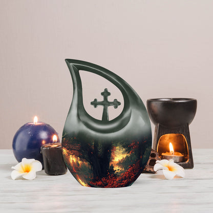 10-inch Fishing Themed Cross Drop Double Urn
