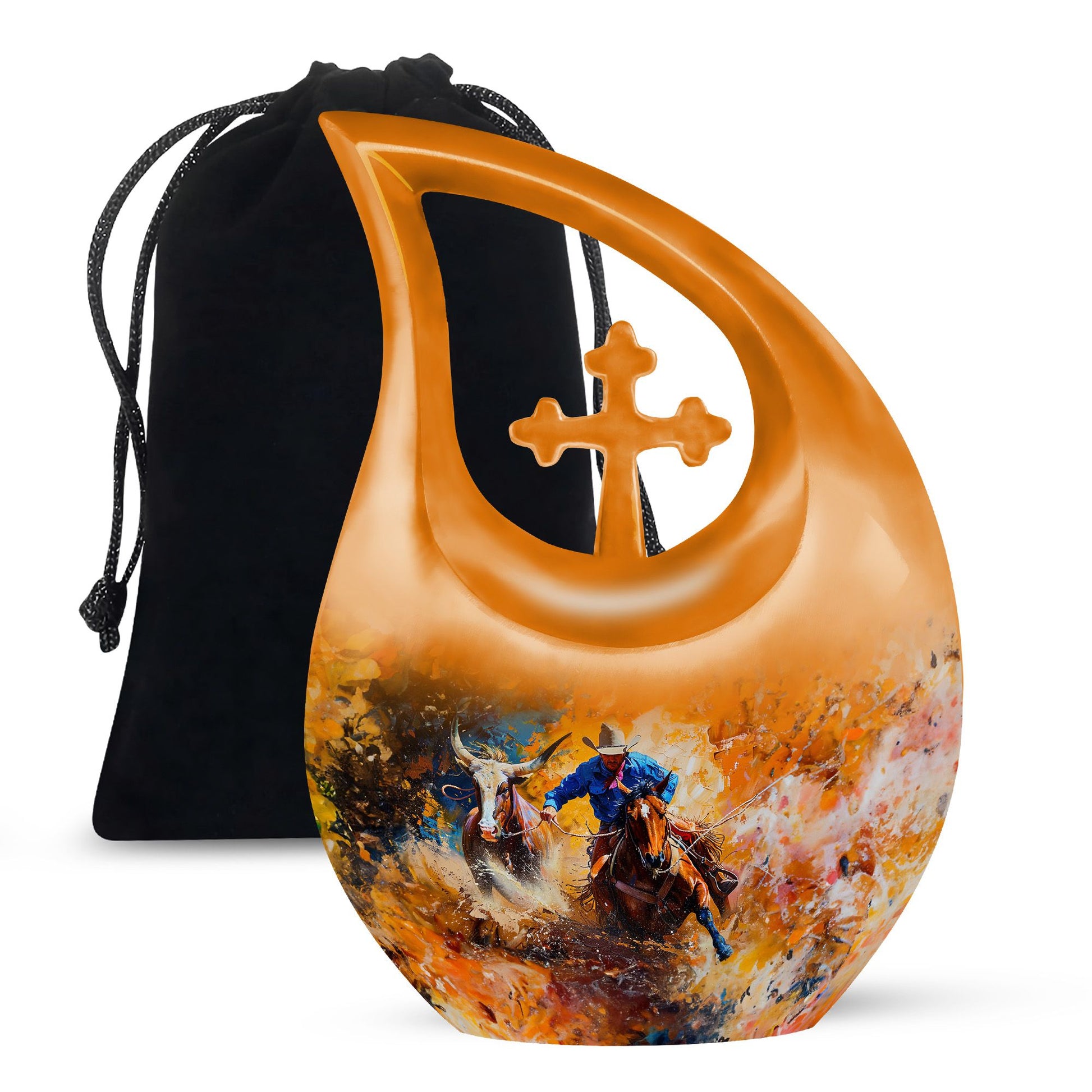 Cowboy Theme Large Urn 10 Inch