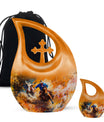 Cowboy Memorial Urn - Orange Keepsake Urns For Human Ashes