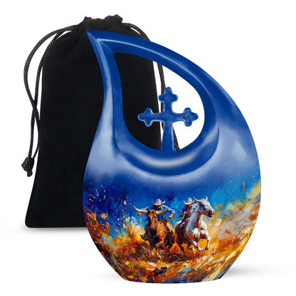 Cowboy Theme Large Urn 10 Inch