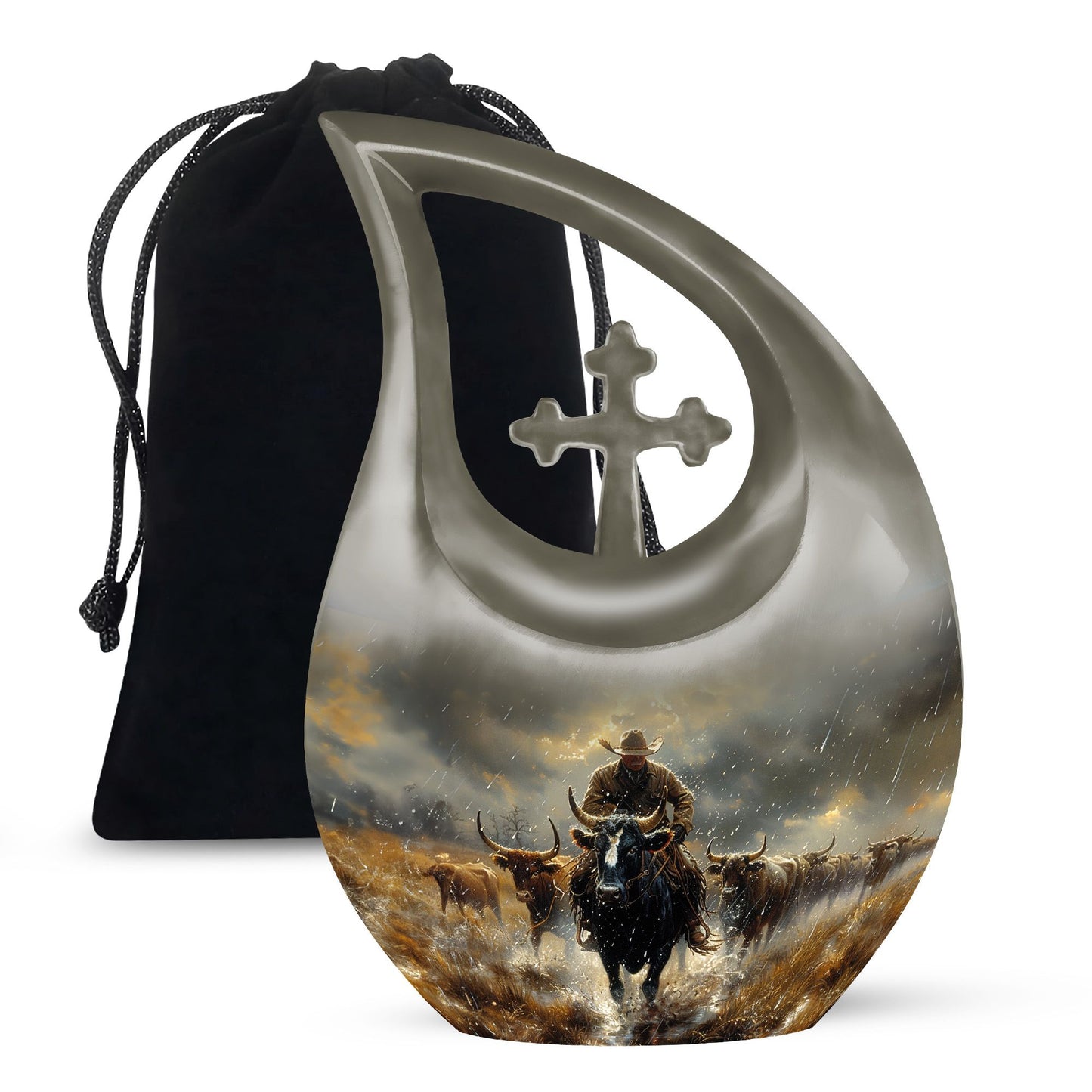 Cowboy Theme Large Urn 10 Inch