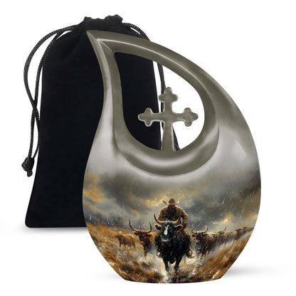 Cowboy Theme Large Urn 10 Inch