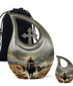 Cowboy Theme Large Urn With 1 Keepsake Urn