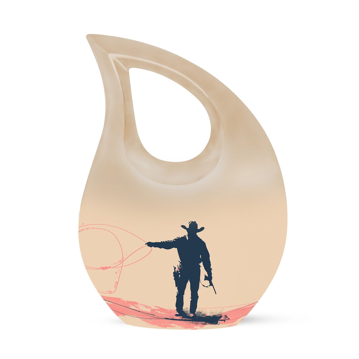 10 Inch Cowboy Urn with Cross Drop design, Large Memorial Urn made of Aluminium