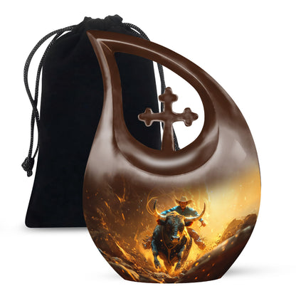 Brown Personalized Religious Cremation Urn for Mom - 10-inch, 200 cu in - Yatskia