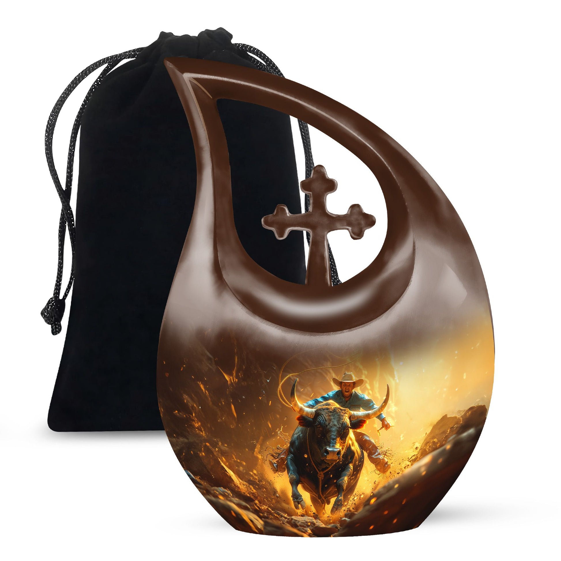 Cowboy Theme Large Urn 10 Inch