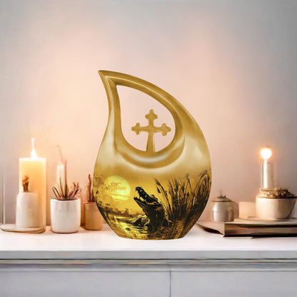 10-inch Alligator Cross Drop Urn