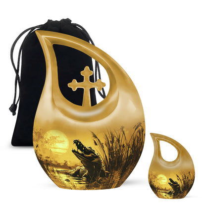 Personalized Alligator Cremation Urn for Mom - 10-inch, 200 cu in - Yatskia