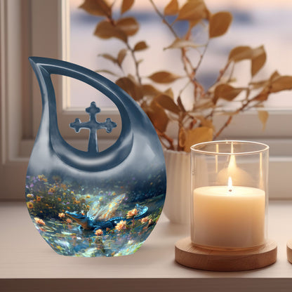 Alligator themed Cross Drop design urn