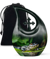 10-inch Alligator themed Cross Drop urn with personalizable engraving