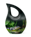 10-inch Alligator themed Cross Drop urn with personalizable engraving