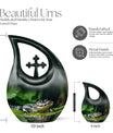 10-inch Alligator themed Cross Drop urn with personalizable engraving