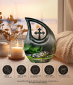 10-inch Alligator themed Cross Drop urn with personalizable engraving