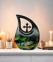 10-inch Alligator themed Cross Drop urn with personalizable engraving
