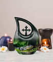 10-inch Alligator themed Cross Drop urn with personalizable engraving
