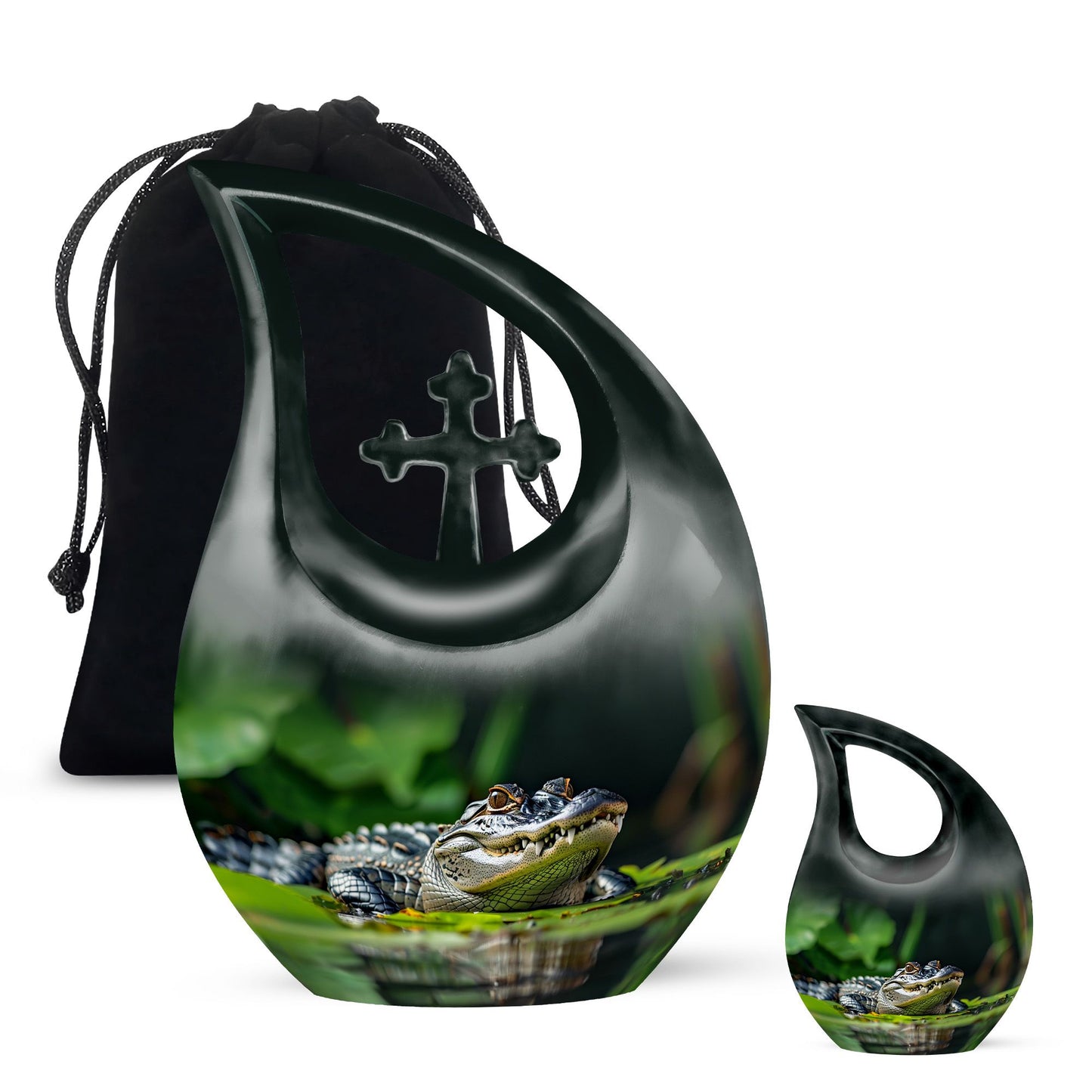 Personalized Alligator Keepsake Urn for Adult - 10-inch, 200 cu in - Yatskia