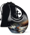 Large 10-inch Alligator-themed Cross Drop urn