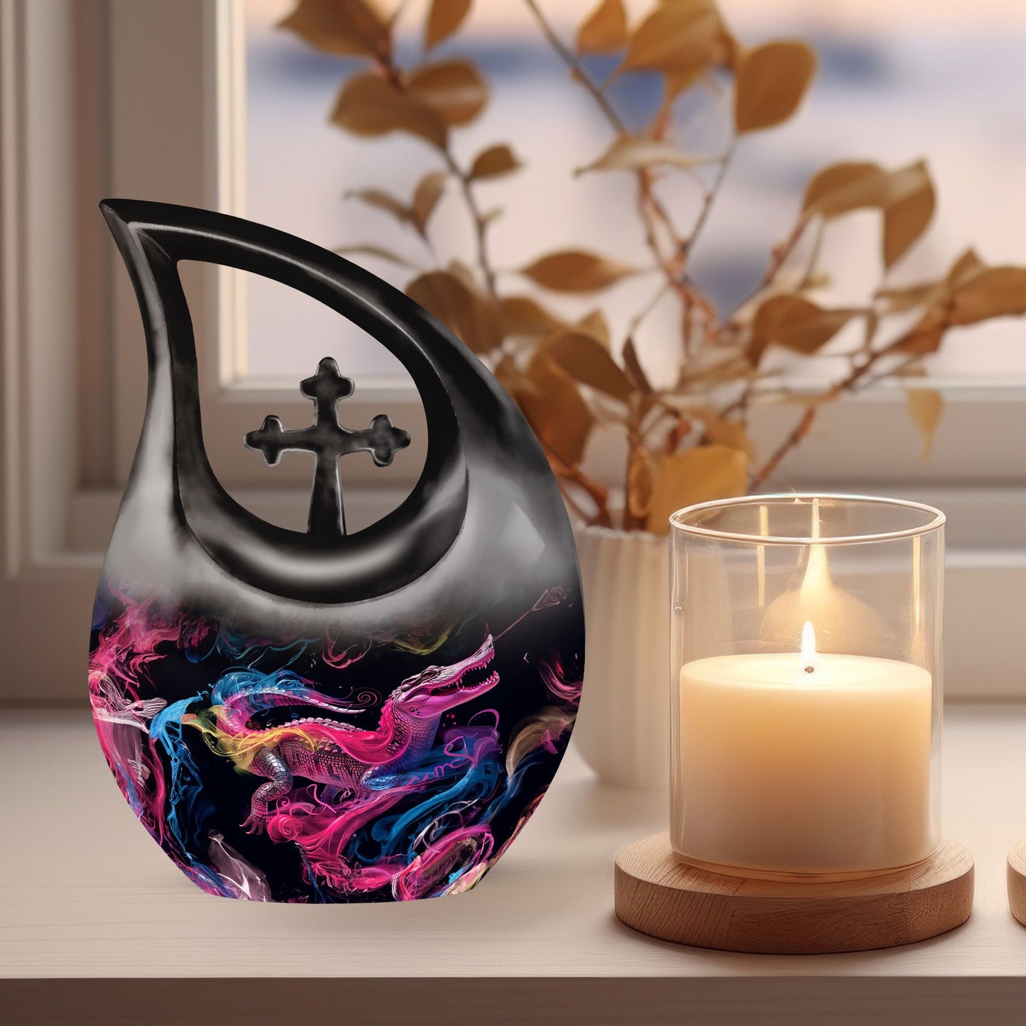 10-inch Alligator Cross Drop urn