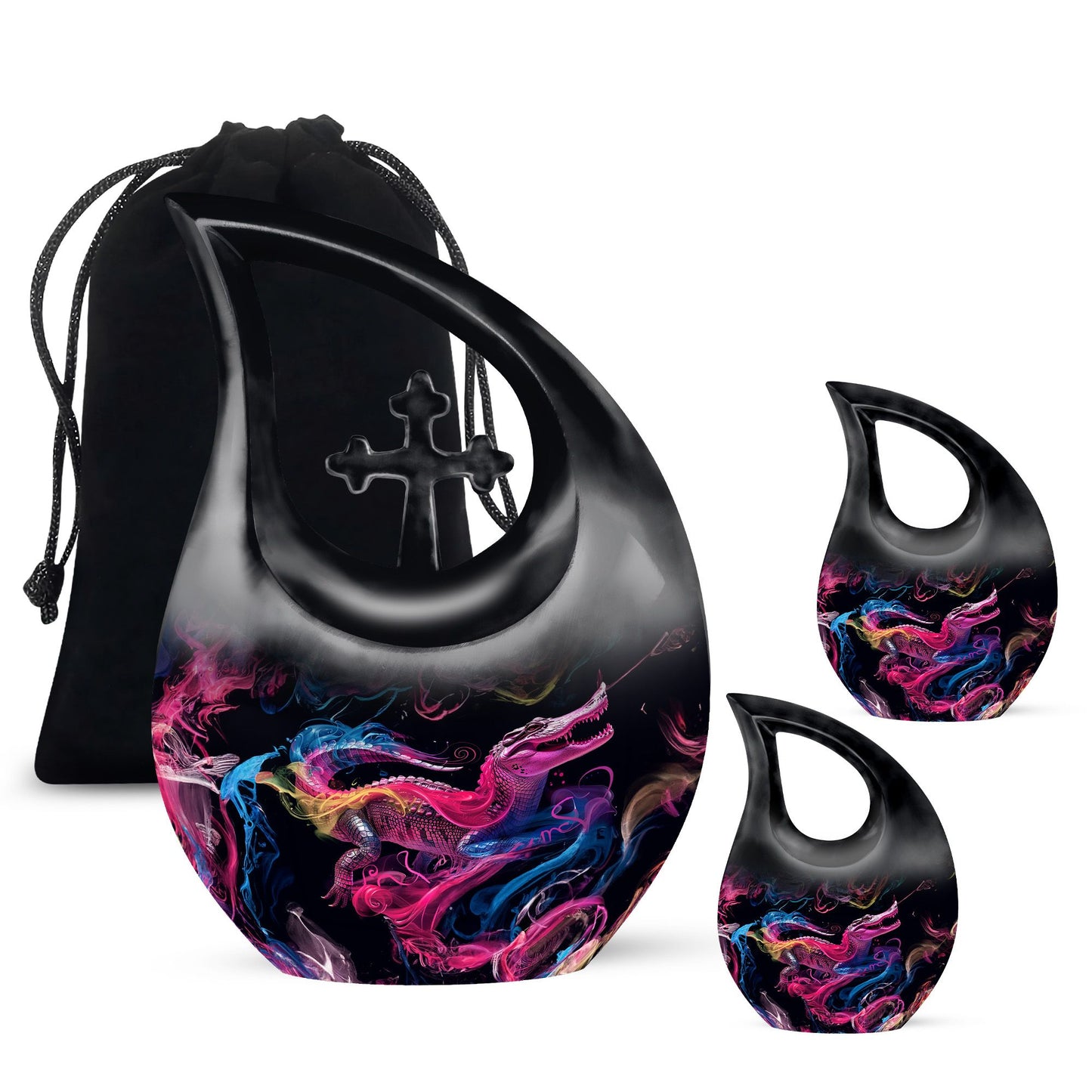 Colorful Personalized Alligator Keepsake Urn for Human Ashes - 10-inch, 200 cu in - Yatskia