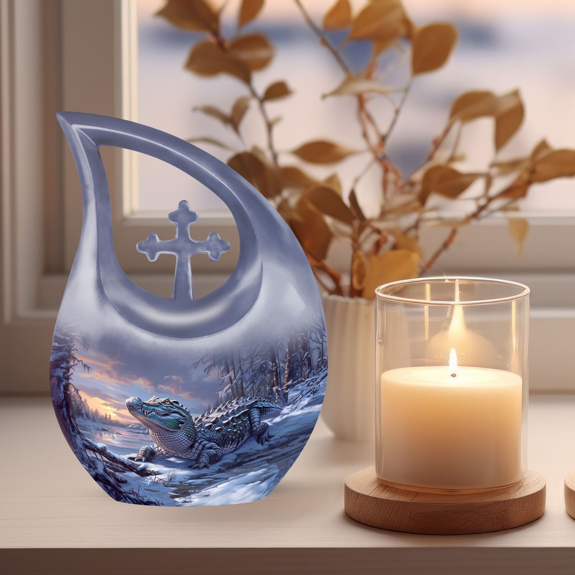 Extra large Alaigator-themed memorial urn